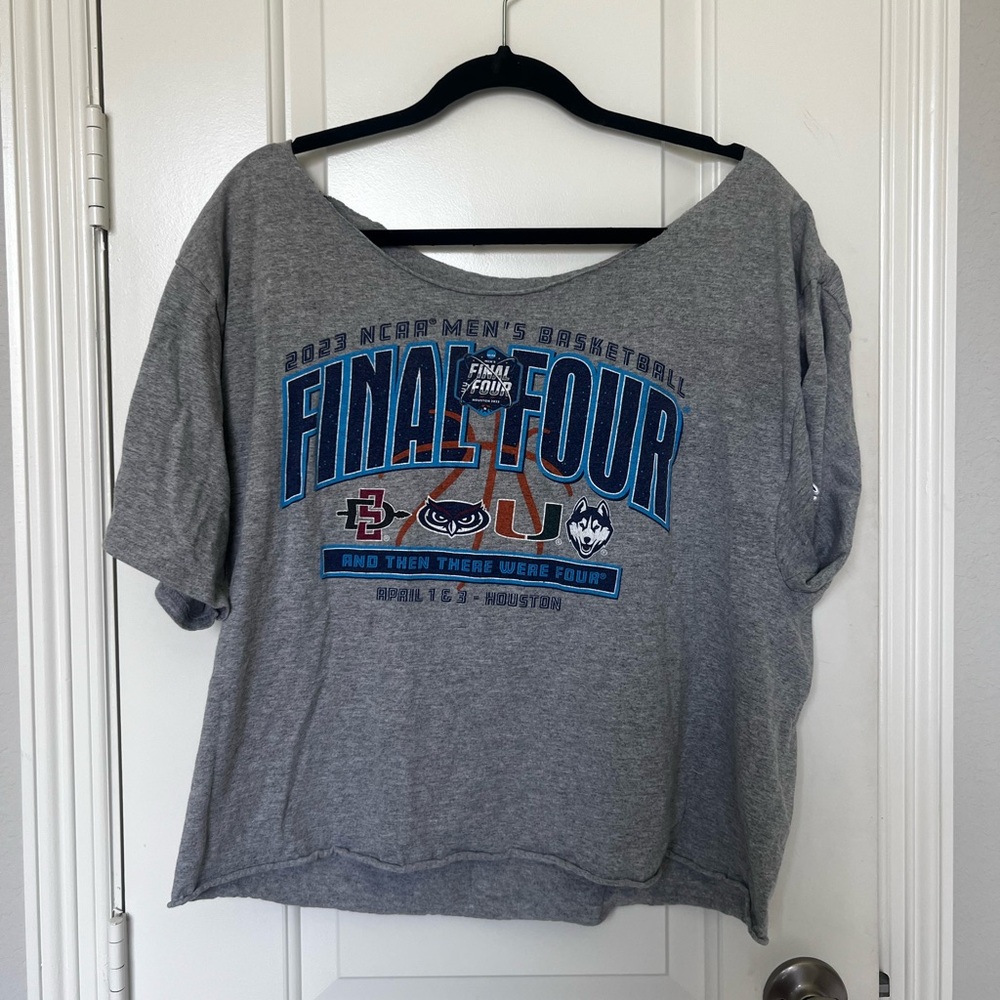 2023 NCAA Final Four Gray Cropped T-Shirt Size Large - Picture 2 of 3
